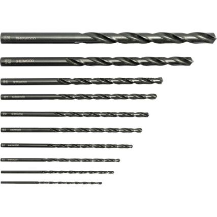 SET OF 10 HSS LONG SERIES DRILLS 2-10.00mm