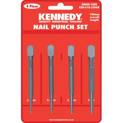 SQUARE HEAD NAIL PUNCHES SET OF 4
