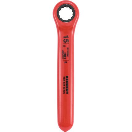 15MM INSULATED RATCHET RING SPANNER DOUBLE TRIANGLE 1000 V