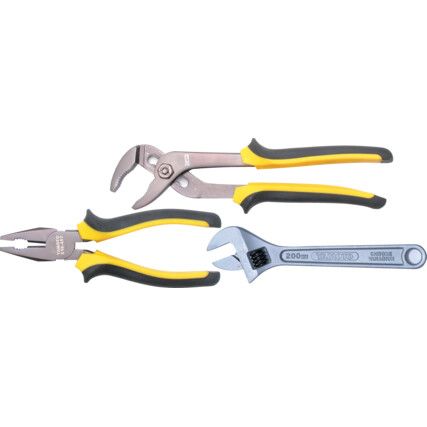 CV PLIER & WRENCH SET 3-PCE BI-MATERIAL GRIP