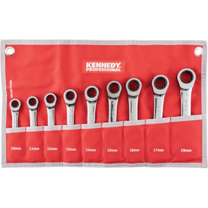 Metric Combination Spanner Set, 10 - 19mm, Set of 9