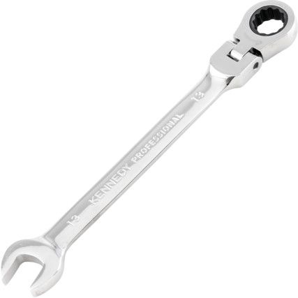 Metric Combination Ratchet Spanner, Flexible Head, 13mm