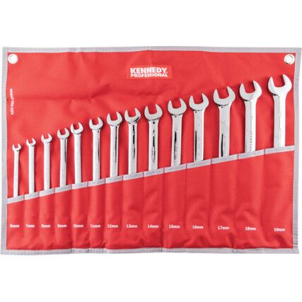 Metric Combination Spanner Set, 6 - 19mm, Set of 14