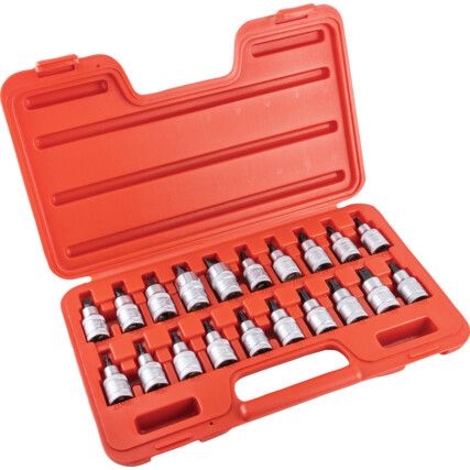 MECH TORX & S/DRIVE BIT SET 1/2" SQ DR 20 PC