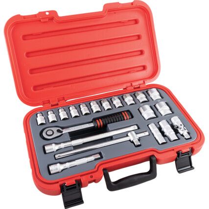 METRIC SOCKET SET 20PC 1/2" SQ DR