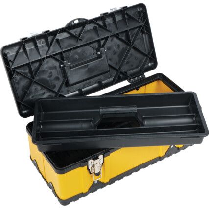 470x238x178mm YELLOW METAL TOOLBOX + TOTE TRAY