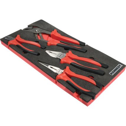 Set 4 clești Pro-Torq cu mâner confortabil în insert de spumă de 1/3 lățime pentru coșuri de scule