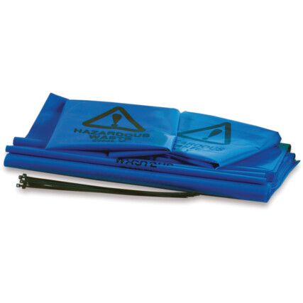 HAZARDOUS WASTE BAGS; BLUE 46x90CM (PK100)+TIES