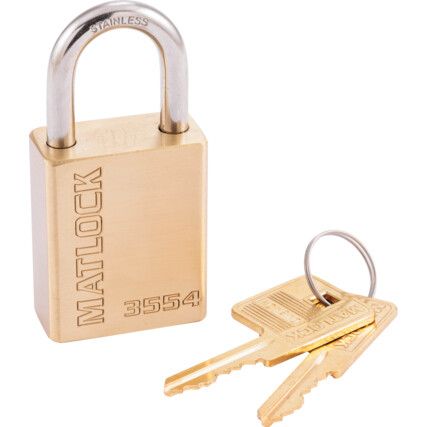 38x25mm SHACKLE W/PROOF BRASS PADLOCK