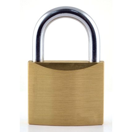 30mm SLIMLINE BRASS PADLOCK LONGSTEEL SHACKLE