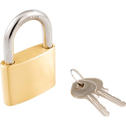 50mm SLIMLINE BRASS PADLOCK STEELSHACKLE