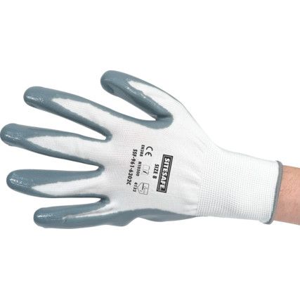 SITESAFE FLAT NITRILE COATED GLOVES    SZ.8