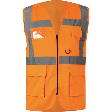 Vestă Hi-Vis, Portocalie, 2XL, Închidere cu fermoar, Poliester